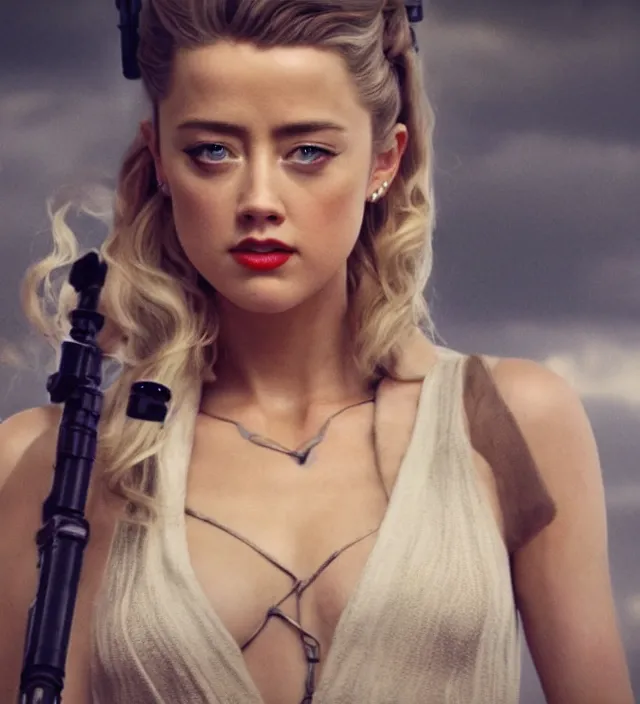 Prompt: amber heard in star wars, movie still frame, hd, remastered, cinematic lighting