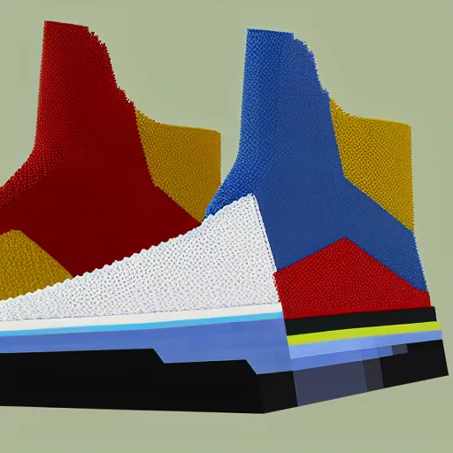 Image similar to balenciaga sneakers in minecraft, highly detailed, rim light, art, cinematic lighting, very coherent, hyper realism, high detail, 8 k, colorful