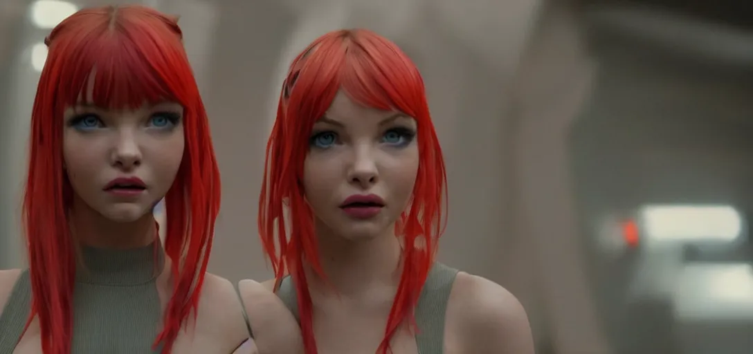 Prompt: a young woman who is a mix of dove cameron and madison beer and milla jovovich stars as leeloo in the 2 0 2 4 remake of the 5 th element, cinematic still, action shot, 8 k hdr