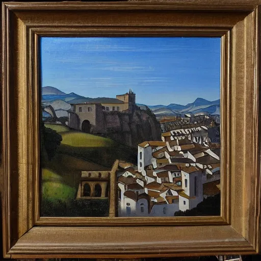 Prompt: oil painting of ronda city, by leonardo da vinci