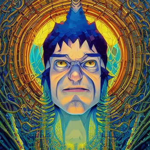 Image similar to lucky ai pixel god portrait by gaston bussierre and charles vess and james jean and erik jones and rhads, inspired by rick and morty, epic, funny, huge scale, beautiful fine face features, intricate high details, sharp, ultradetailed