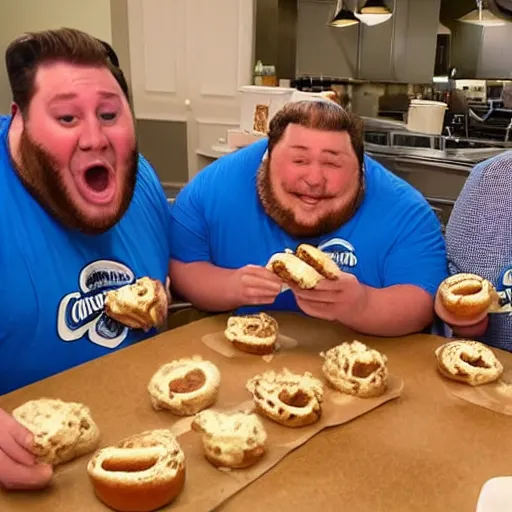 Image similar to fat guys eating cinnabons