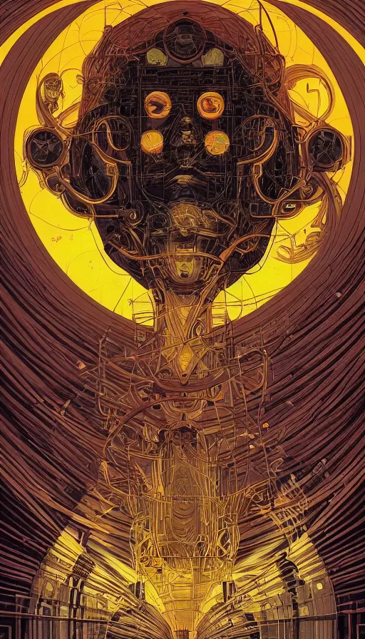 Image similar to The ancient oracle of wise readers, italian futurism, Dan Mumford, da vinci, Josan Gonzalez