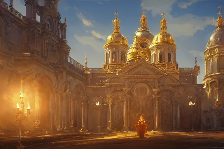 Image similar to an mobile ornate baroque church with chain wheels, scene in an open field. key visual, conceptart, ambient lighting, highly detailed, digital painting, artstation, concept art, sharp focus, by makoto shinkai and akihiko yoshida and greg manchess