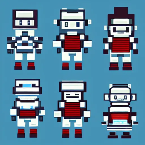 Image similar to boy robot character pixel art animation sheet