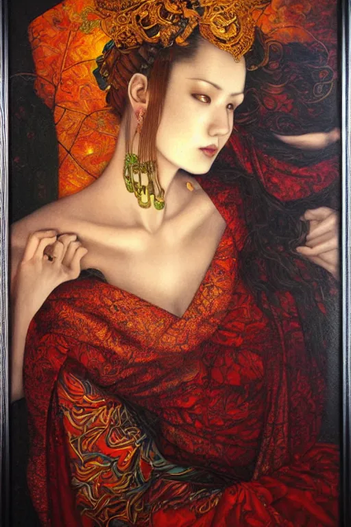 Prompt: beautiful oil painting of an oil painting by chie yoshii, dramatic lighting