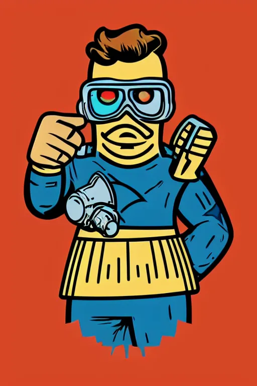 Image similar to fallout 7 6 retro futurist illustration art by butcher billy, sticker, colorful, illustration, highly detailed, simple, smooth and clean vector curves, no jagged lines, vector art, smooth andy warhol style