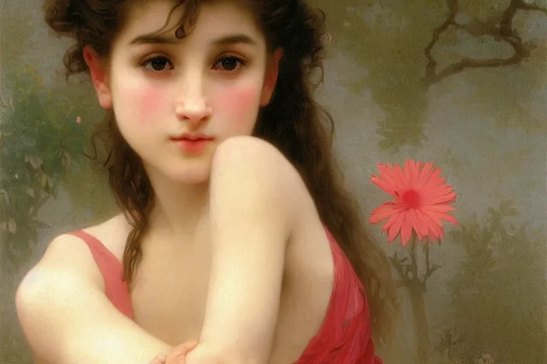 Prompt: pretty girl by william - adolphe bouguereau