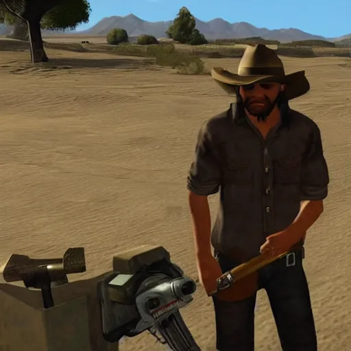 Prompt: john marston smoking!!!!!! a cigarette in san andreas