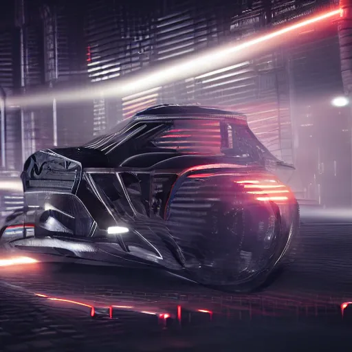 Image similar to a cyberpunk racing computer. Overpower, mat black metal, orange racing stripes, alienware, Beautiful dramatic dark moody tones and lighting, Ultra realistic details,cinematic atmosphere,studio lighting,shadows,dark background, Octane render,8K