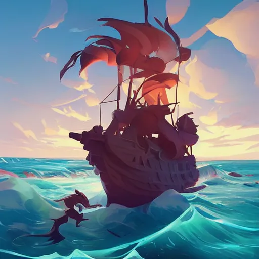 Image similar to painting mermaid treasure on sea of thieves game avatar hero smooth face median photoshop filter cutout vector, behance hd by jesper ejsing, by rhads, makoto shinkai and lois van baarle, ilya kuvshinov, rossdraws global illumination