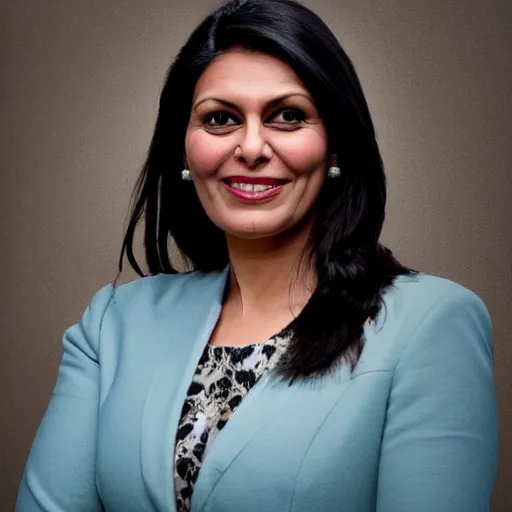 Image similar to priti patel by Wayne Barlow