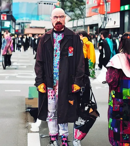 Image similar to walter white!!!, dressed in harajuku style