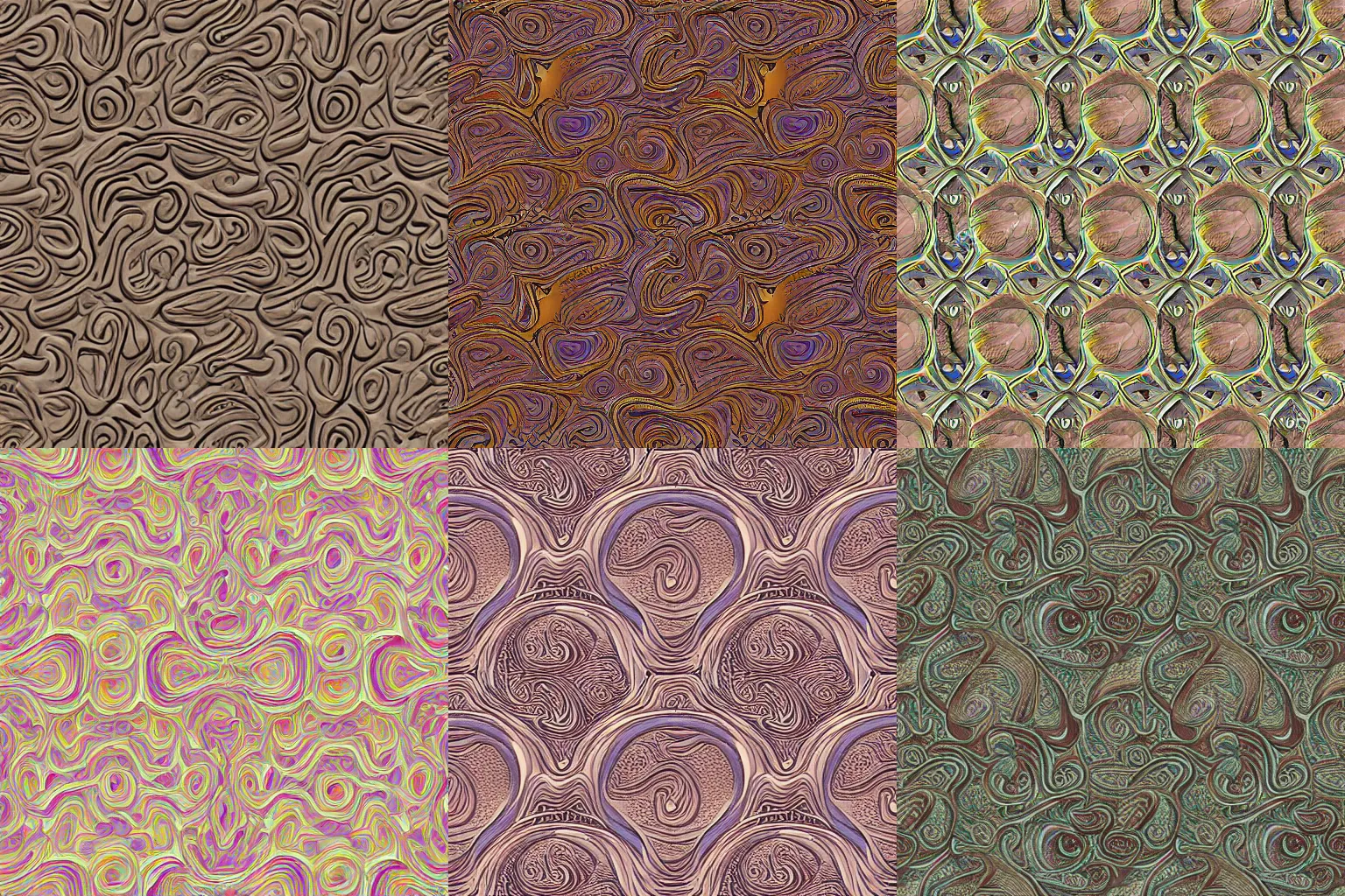 Prompt: 3d embossed bumpy textured maze fractal organic swirling muted colors and slightly paisley