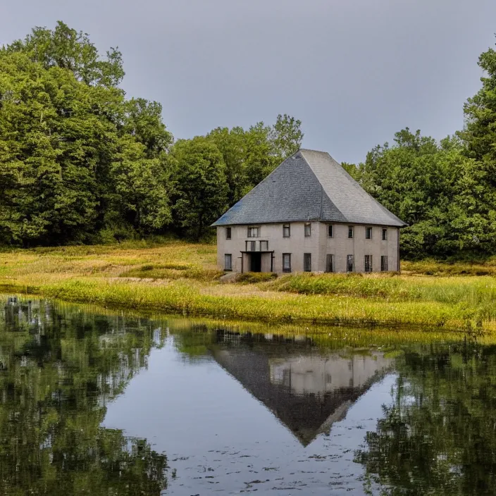 Prompt: a building in a serene landscape