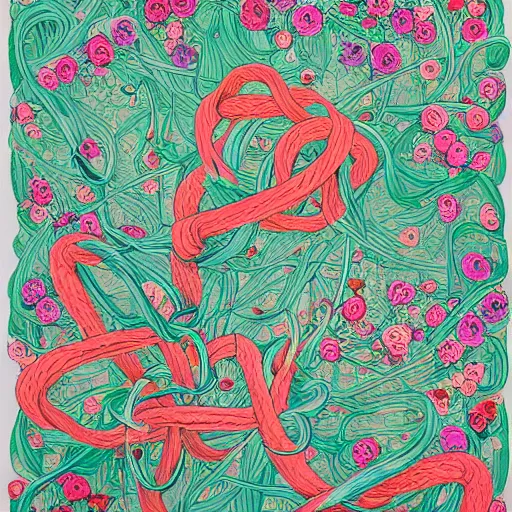 Image similar to intertwined flora flowers by james jean