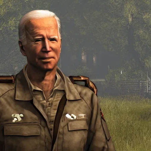 Image similar to video game screenshot of joe biden in Rising Storm 2