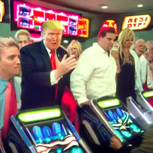 Image similar to donald trump playing dance dance revolution