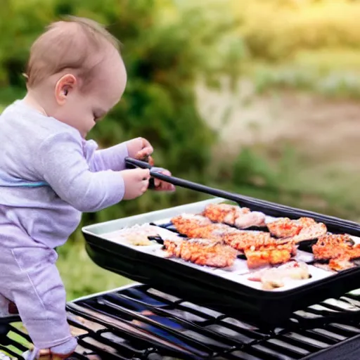 Image similar to a baby on a disposable bbq