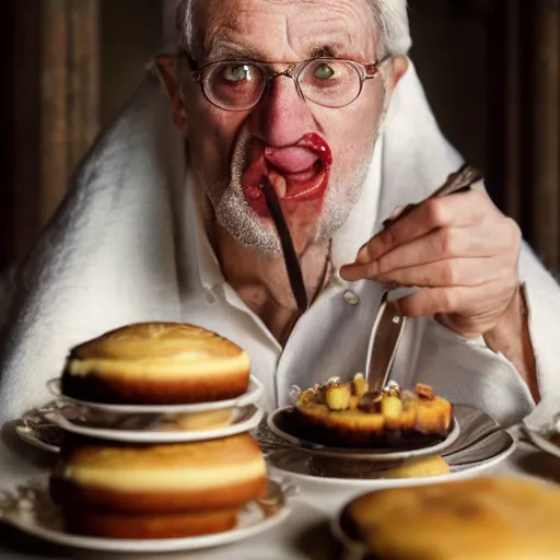 Image similar to closeup portrait of a medieval us senator eating cakes in the cloisters, depth of field, zeiss lens, detailed, symmetrical, centered, fashion photoshoot, by annie leibovitz and steve mccurry, david lazar, jimmy nelsson, breathtaking, 8 k resolution, extremely detailed, beautiful, establishing shot, artistic, hyperrealistic, beautiful face, octane render