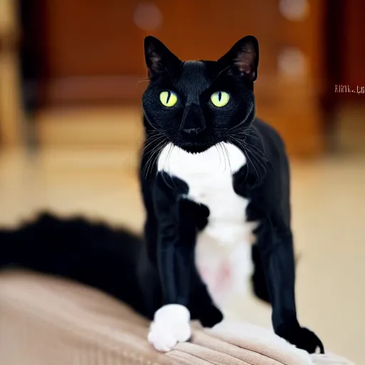 Image similar to A tuxedo cat with its claws out