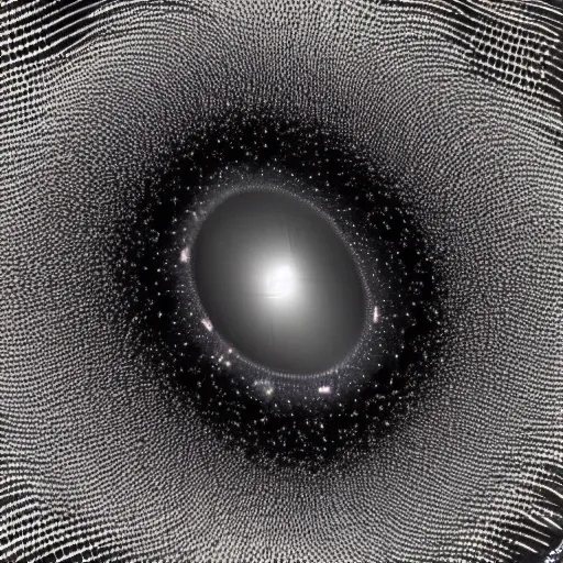 Image similar to by harold edgerton lavish. a beautiful computer art of a black hole consuming a star.