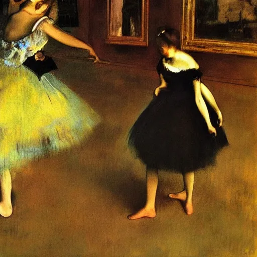 Prompt: into the sublime, realist painting by edgar degas
