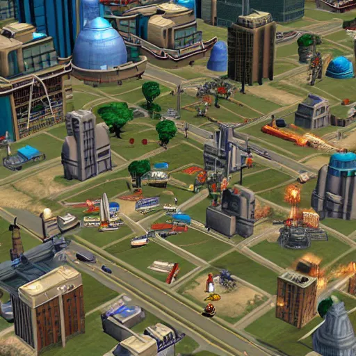 Image similar to a simcity 4 screenshot featuring mos eisley