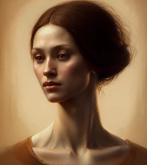 Image similar to portrait of a woman in heightened detail, poised, intense emotion, detailed facial expression, detailed surroundings, intricate, elegant, highly detailed, centered, digital painting, artstation, concept art, smooth, sharp focus, illustration, by ( leonardo da vinci, greg rutkowski ), wlop