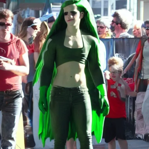 Image similar to emma watson cosplaying as the hulk, emma watson wearing a hulk costume, cosplay award winner