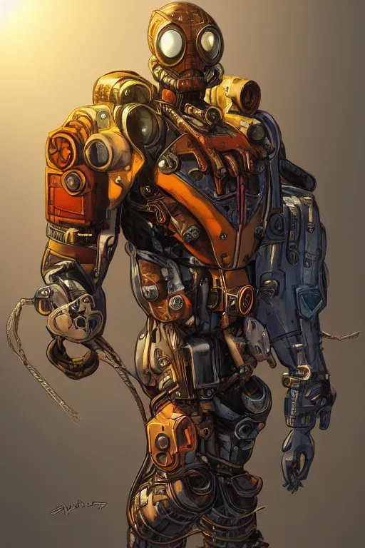 Image similar to spiderman futurist steampunk fallout 7 6 power armor, hyper realistic, art cover, official fanart behance hd artstation by jesper ejsing,, that looks like it is from borderlands and by feng zhu radiating a glowing aura global illumination ray tracing hdr