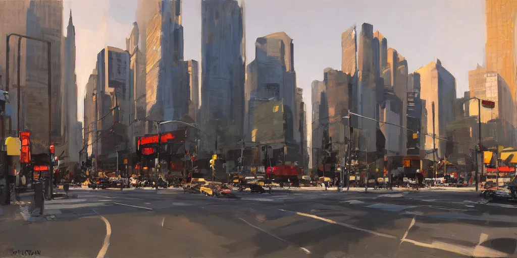 Image similar to city morning ben aronson matte painting