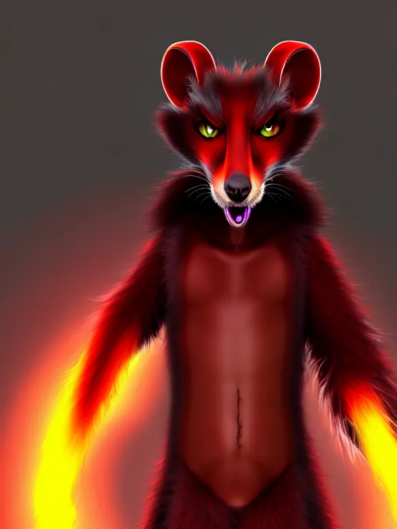 Image similar to furry - male - red - black - weasel - chaos theorist - fursona uhd ue 5 visual novel pc game expressions, photorealistic