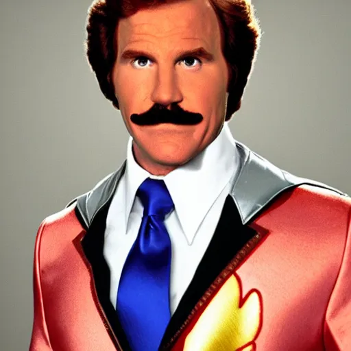 Image similar to ron burgundy as buck rogers,