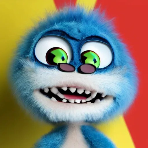 Prompt: cute little furry baby monster in the style of Pixar, product photography, centered