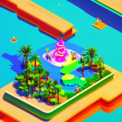 Prompt: Isometric 3D Fantasy Island, no background, 3D character, very colourful, cinematic lighting, soft neon, CGI render, trending on Artstation