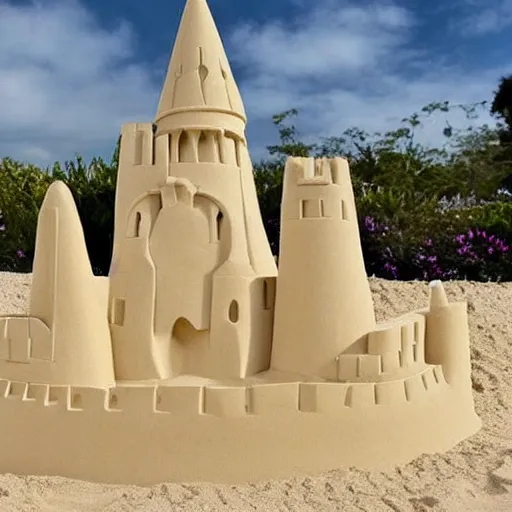 Image similar to sand castle in the shape of the White House