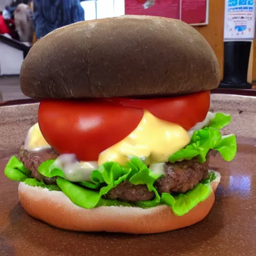 Image similar to burger with pickles lettuce tomatoes beans apples toes fingernails socks hairballs mayo hot sauce grand coulee dam