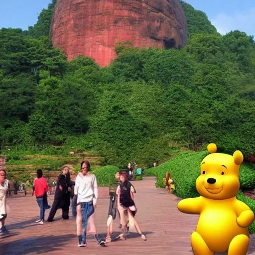 Image similar to leshan giant buddha as winnie the pooh