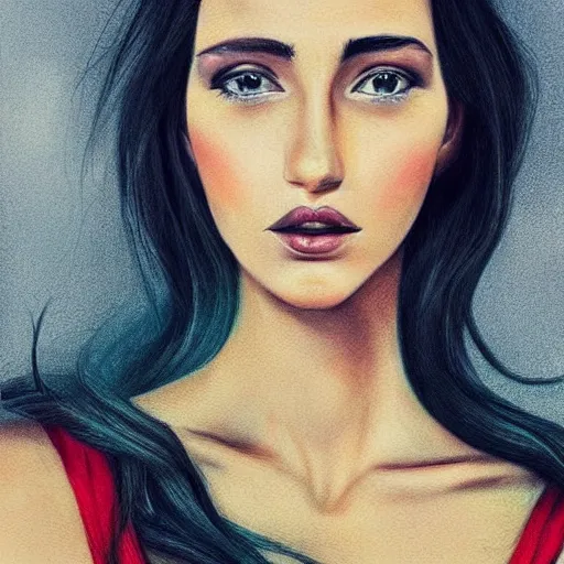 Prompt: Photorealistic portrait of Pyrrha Nikos, sharp, detailed, realistic, perfect, award winning photography, vibrant, colorful, beautiful, pinterest