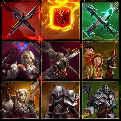 Prompt: rpg icons, skillset, diablo