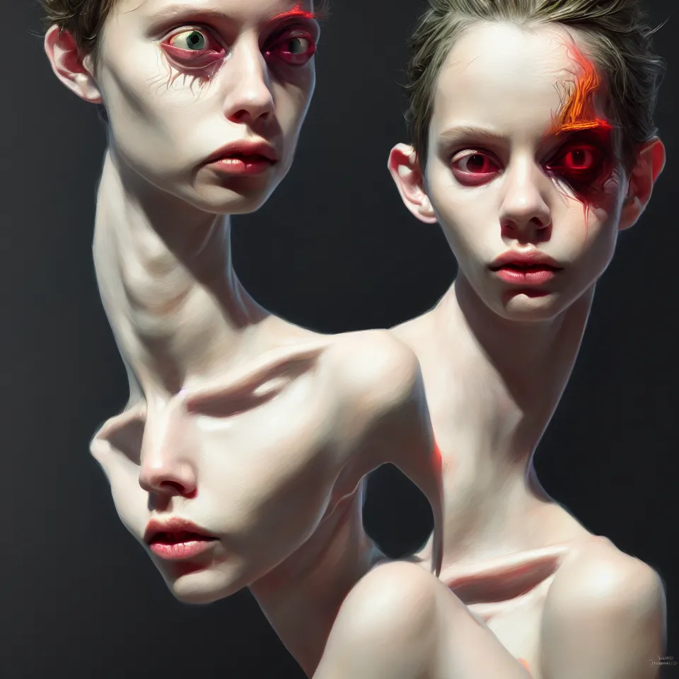 Image similar to bright realistic todd solondz, anorexic, diffuse lighting, fantasy, intricate, elegant, highly detailed, lifelike, photorealistic, digital painting, artstation, illustration, concept art, smooth, sharp focus, art by francis bacon