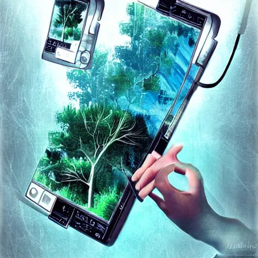 Image similar to a picture of nature merged with electronic devices, art on deviantart