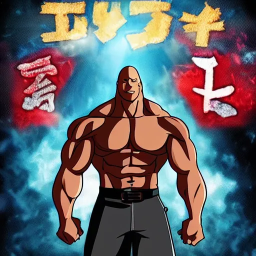 Image similar to dwayne the rock johnson anime