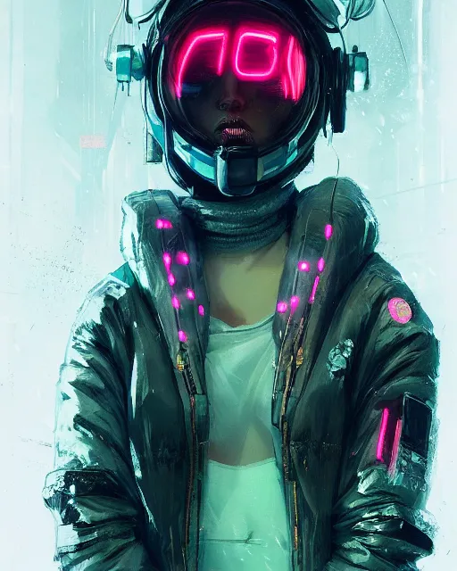 Image similar to detailed portrait neon operator girl, cyberpunk futuristic, neon, reflective puffy coat, decorated with traditional japanese by ismail inceoglu dragan bibin hans thoma greg rutkowski alexandros pyromallis nekro rene margitte, illustrated, perfect face, fine details, realistic shaded, fine - face, pretty face