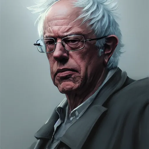 Image similar to portrait of Bernie Sanders with a long gray beard as Gandolf the Gray, dramatic lighting, illustration by Greg rutkowski, yoji shinkawa, 4k, digital art, concept art, trending on artstation