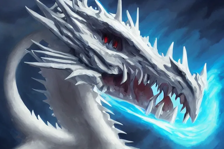 Image similar to “ a blue eye white dragon, bright art masterpiece artstation. 8 k, sharp high quality artwork in style of jose daniel cabrera pena, concept art by tooth wu, fanart ”