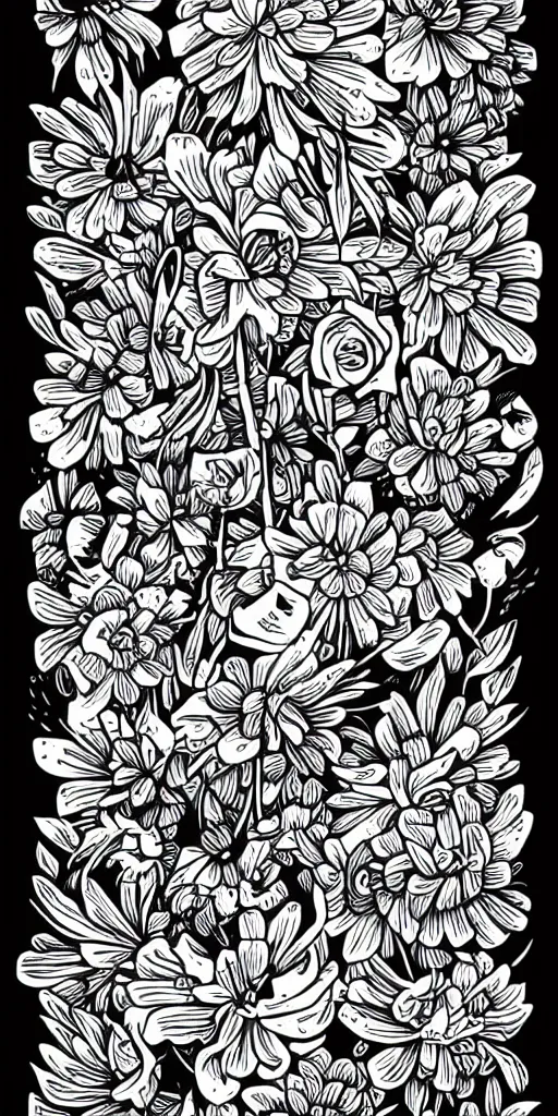 Image similar to mcbess illustration of beautiful flowers