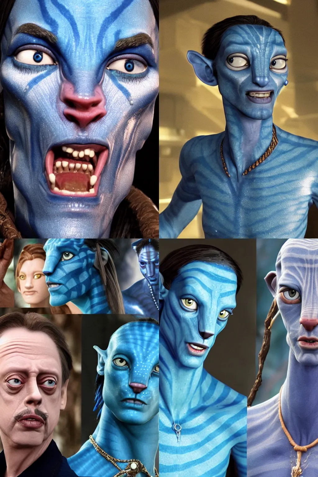 Prompt: steve buscemi as a blue skinned na\'vi in avatar by james cameron