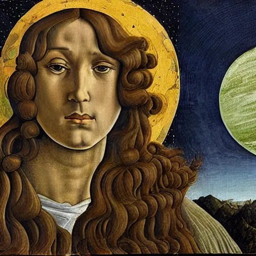 Image similar to Painting of Sandro Botticelli set on the moon